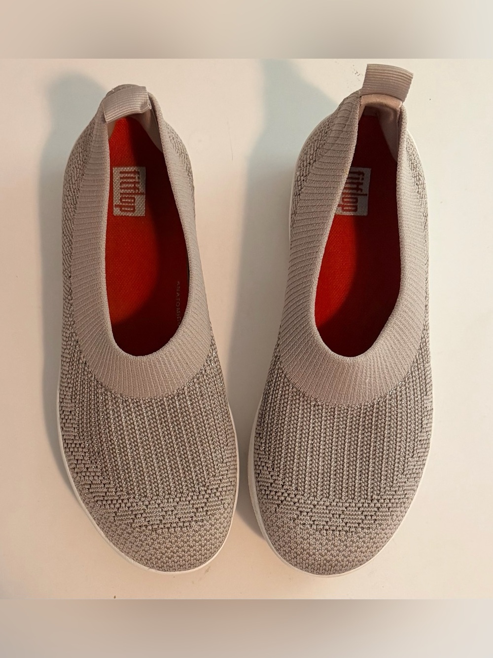 FitFlop Uberknit Slip-On Flats - Metallic Mink Size 6.5